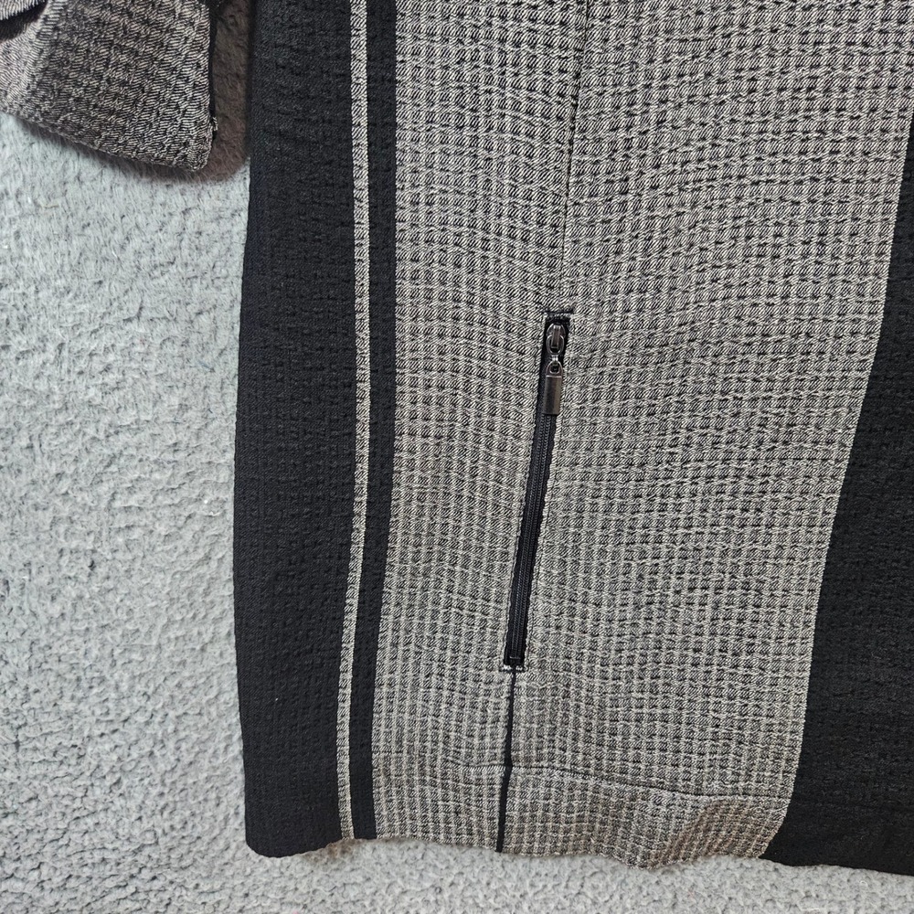 Soft Surroundings Black Gray Striped Tunic Top Women's Large‎ Roll Tab Sleeve - Picture 3 of 11